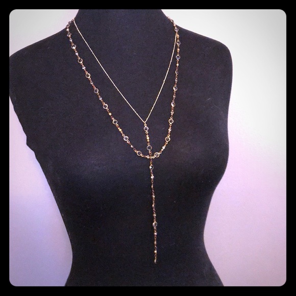 Anthropologie Jewelry - Anthropologie Y-Necklace with blue crystals